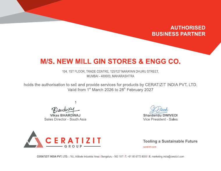 Ceratizit India authorised business partner certificate