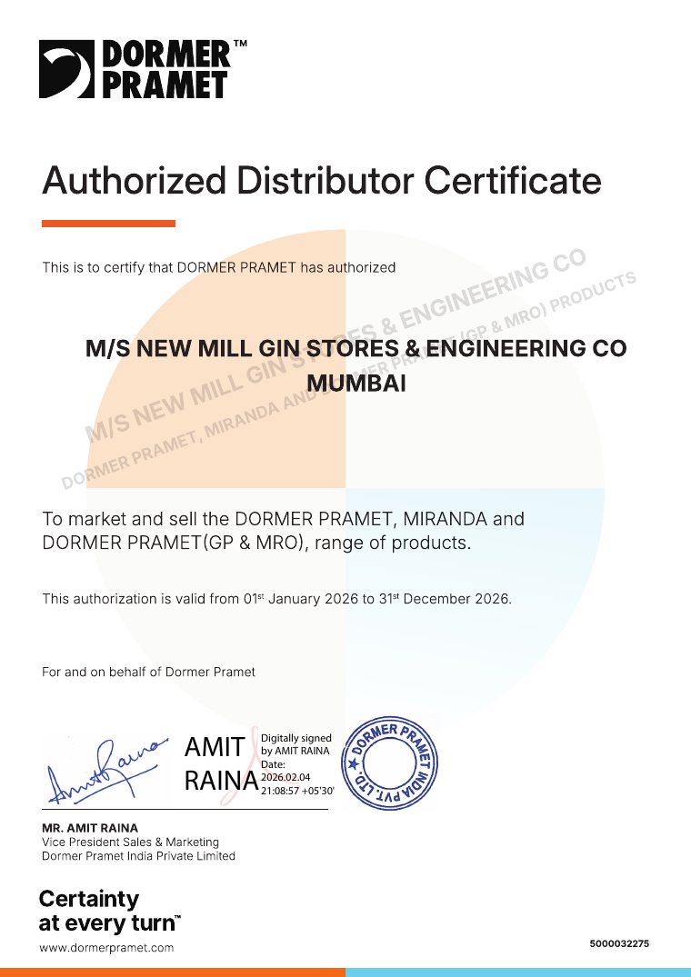 Dormer Pramet authorized distributor certificate